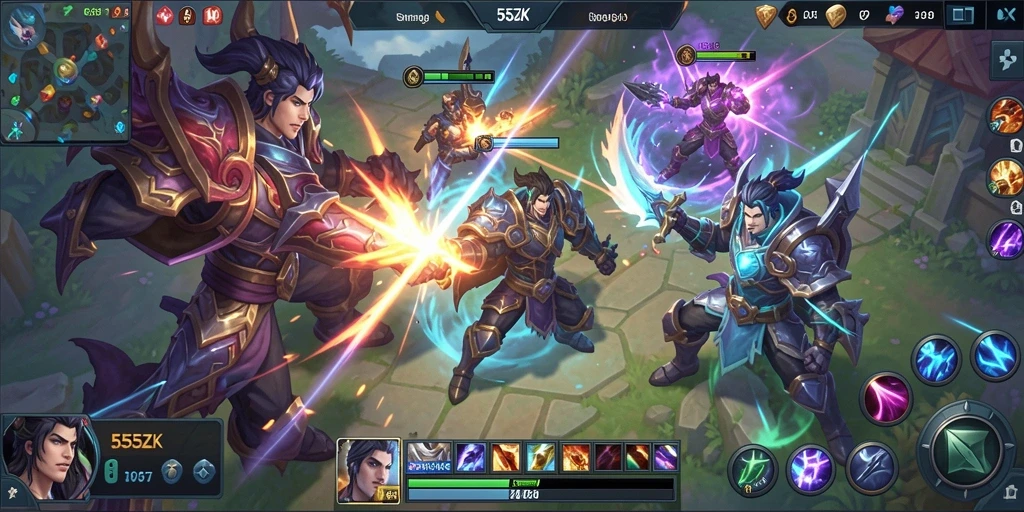 Tangkapan layar gameplay epik di 555ZK yang menunjukkan aksi seru.