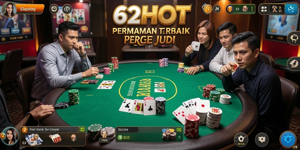 Tampilan gameplay poker yang mendebarkan di 62HOT