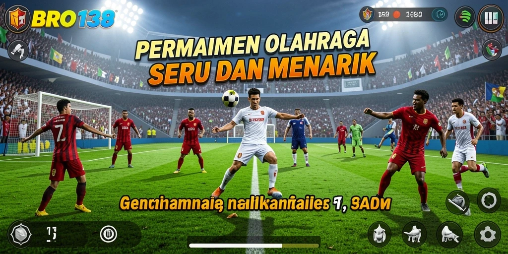 Tampilan layar utama BRO138 menampilkan aksi seru dalam olahraga.