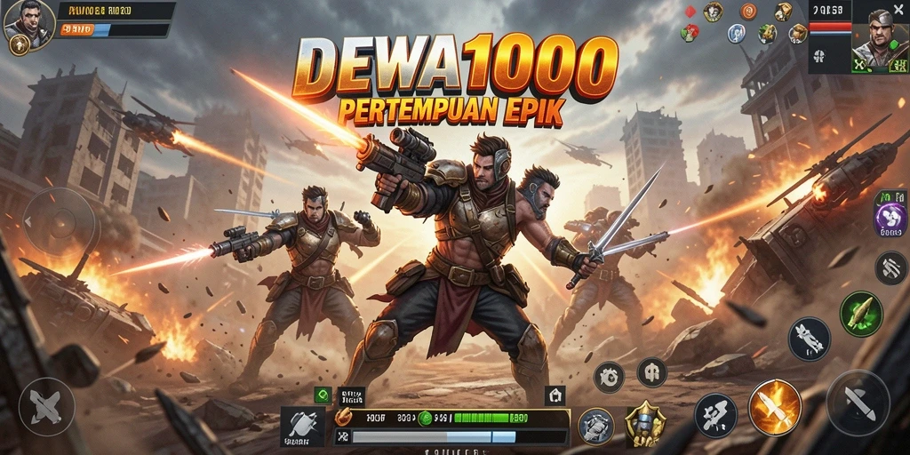 Screenshot gameplay menampilkan aksi mendebarkan dalam DEWA1000.