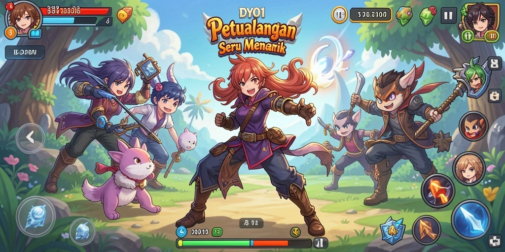 Tampilan gameplay DY01 yang penuh aksi dan karakter Anime.