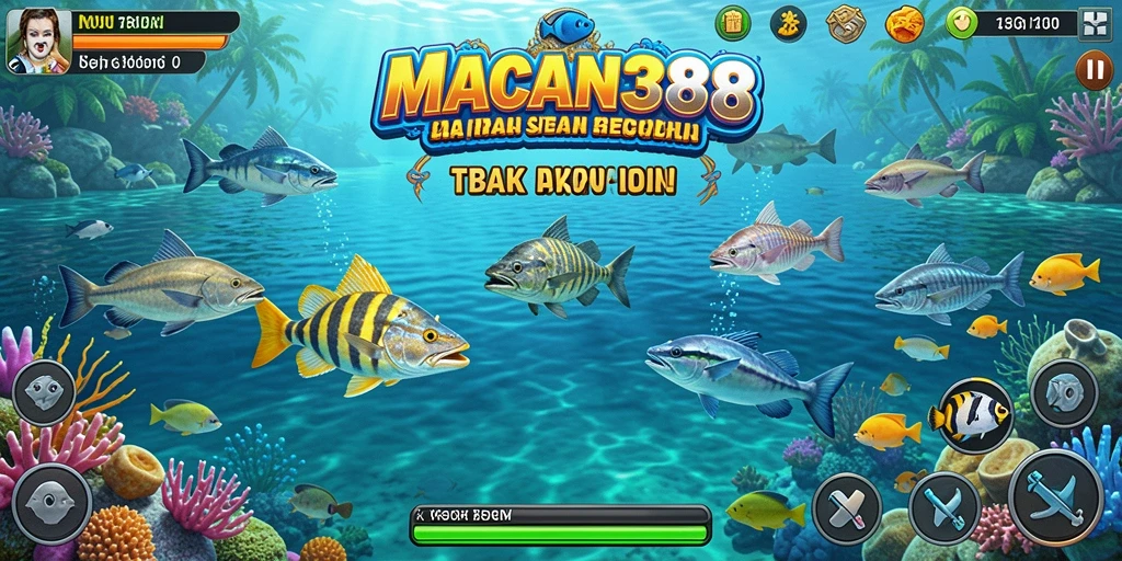Tampilan gameplay MACAN388 saat menembak ikan dengan efek visual menarik.