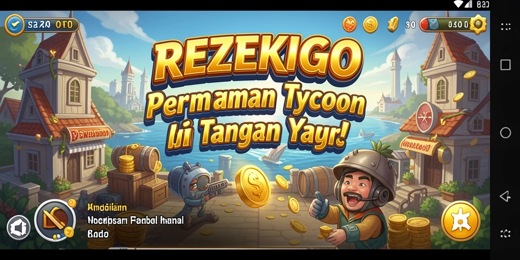 Tampilan gameplay menarik dari REZEKIGO dengan berbagai strategi Tycoon.