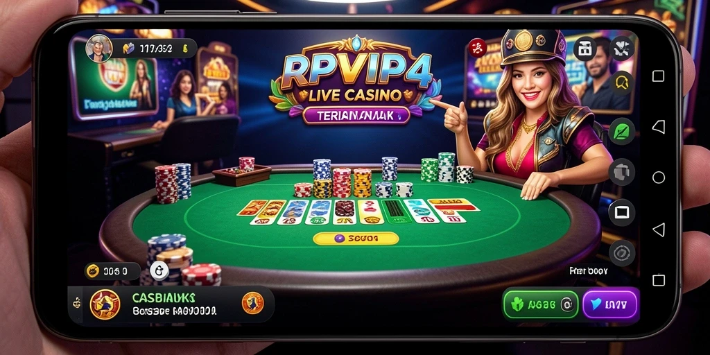 Screenshot gameplay RPVIP4 menampilkan suasana Live Casino yang imersif.
