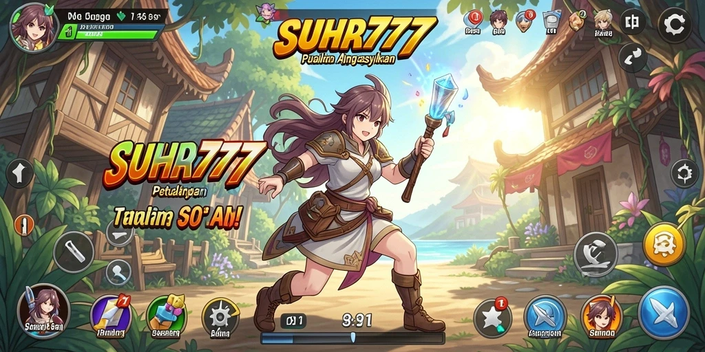 Tampilan gameplay SUHU777 yang menampilkan aksi karakter anime.