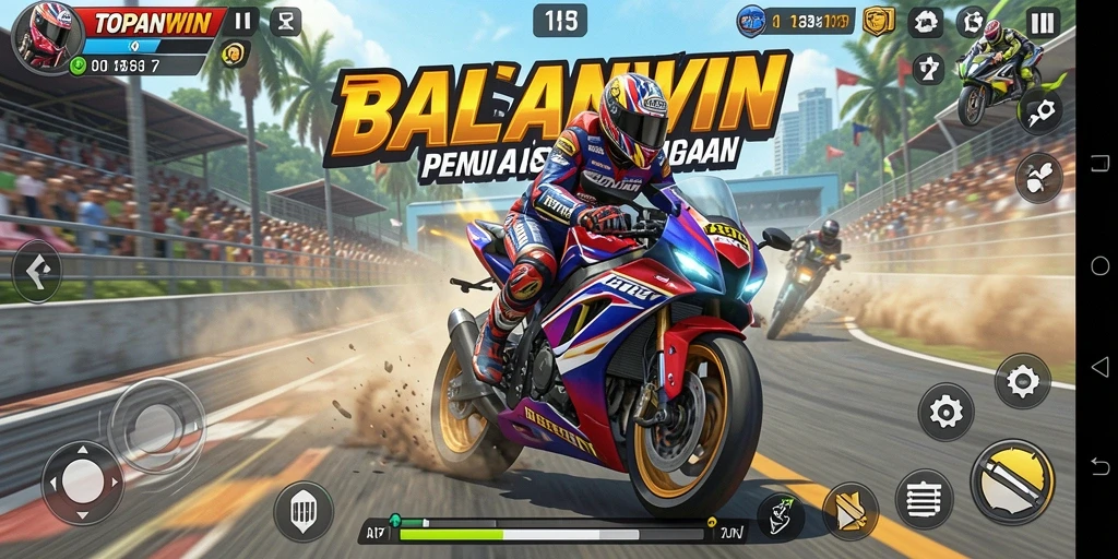 Gameplay TOPANWIN yang menegangkan dalam balapan motor.