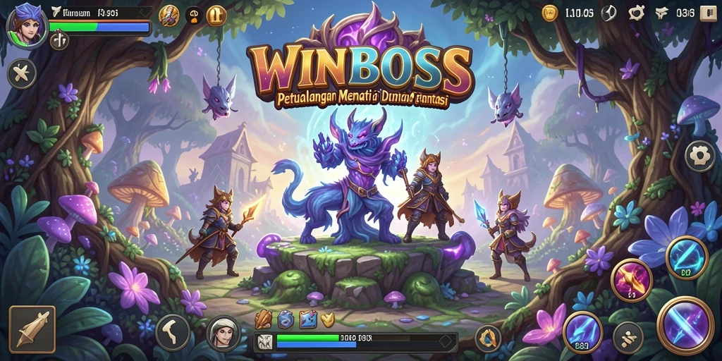 Tampilan gameplay WINBOSS dengan aksi petualangan mendebarkan.
