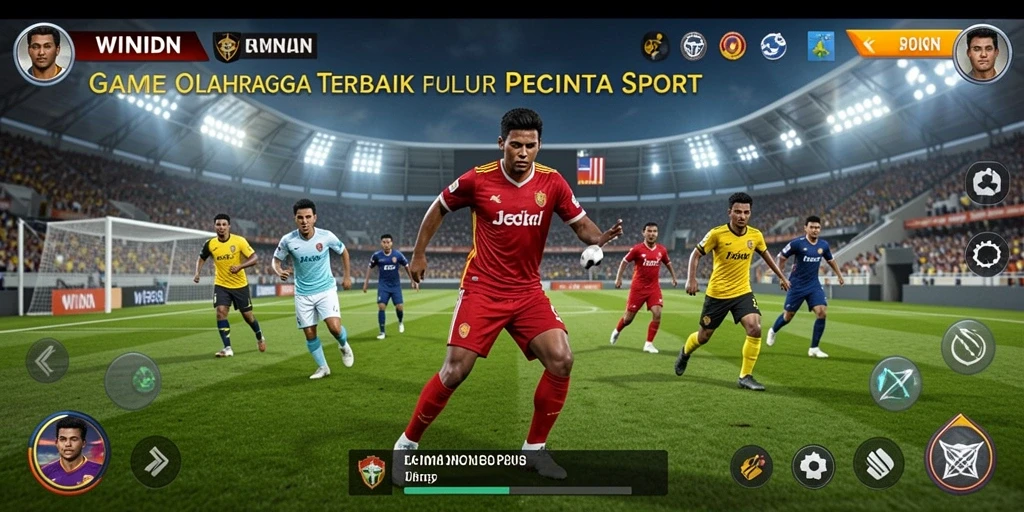 Screenshot utama permainan WINIDN menampilkan aksi seru olahraga di dalam game.